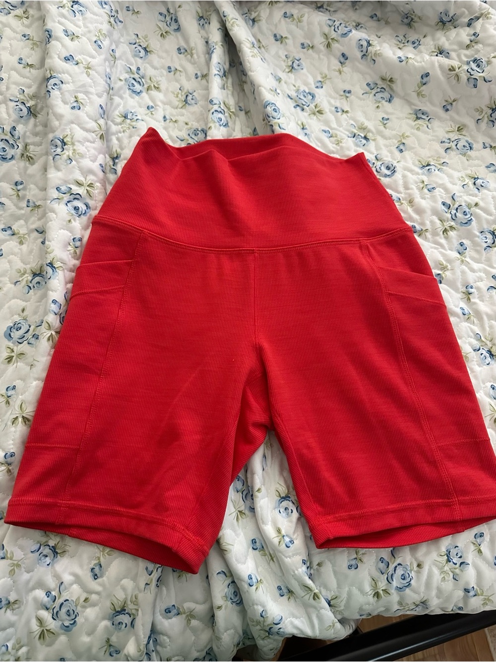Prana Red High-Rise Bike Shorts